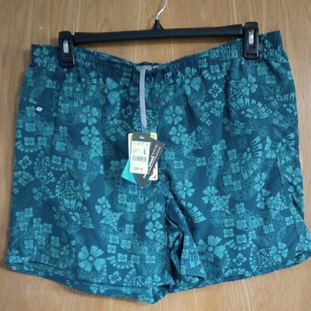 Eddie Bauer Teal Floral Patterned Swim Shorts